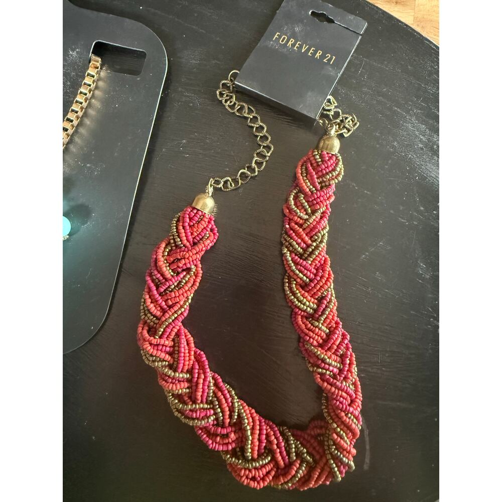 6/$25 NWT Vintage FOREVER 21 Braided & Beaded Necklace Bundle (3) - Picture 4 of 4